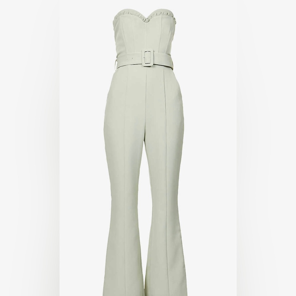 Lavish Alice Sage Green Strapless Jumpsuit- 6
